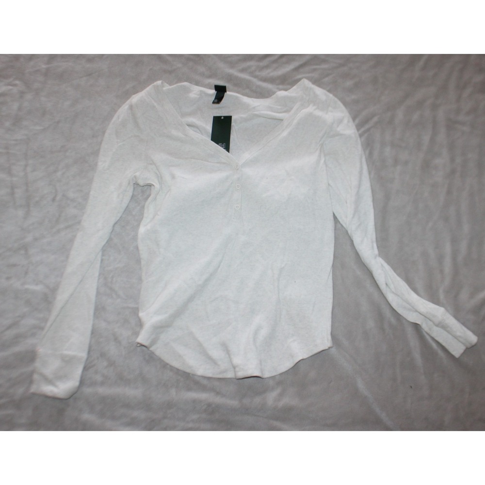 Wild fable Women's Long Sleeve Cozy Rib Henley Shirt - XL Gray